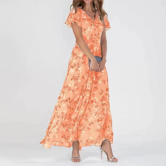 Melia – Flutter Sleeve Floral Maxi Dress
