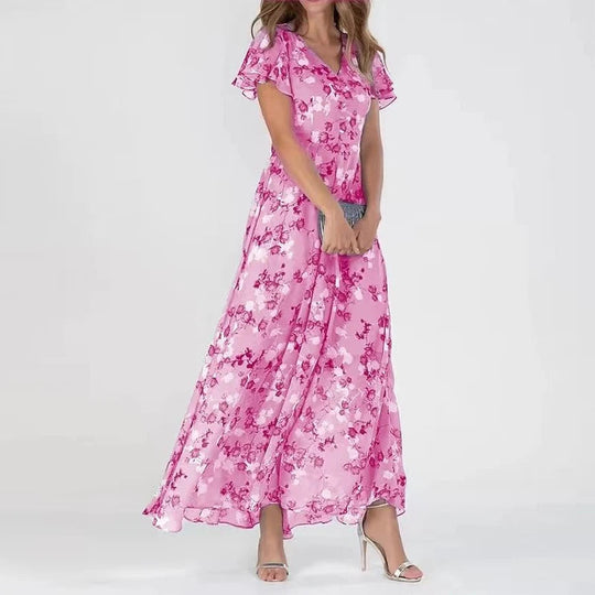 Melia – Flutter Sleeve Floral Maxi Dress