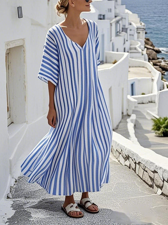 Hilla – Striped Coastal Caftan Dress