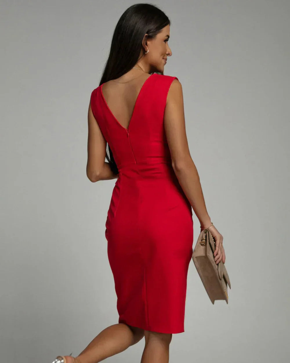 Graziella – Draped V-Neck Bodycon Dress for Women