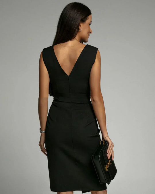 Graziella – Draped V-Neck Bodycon Dress for Women