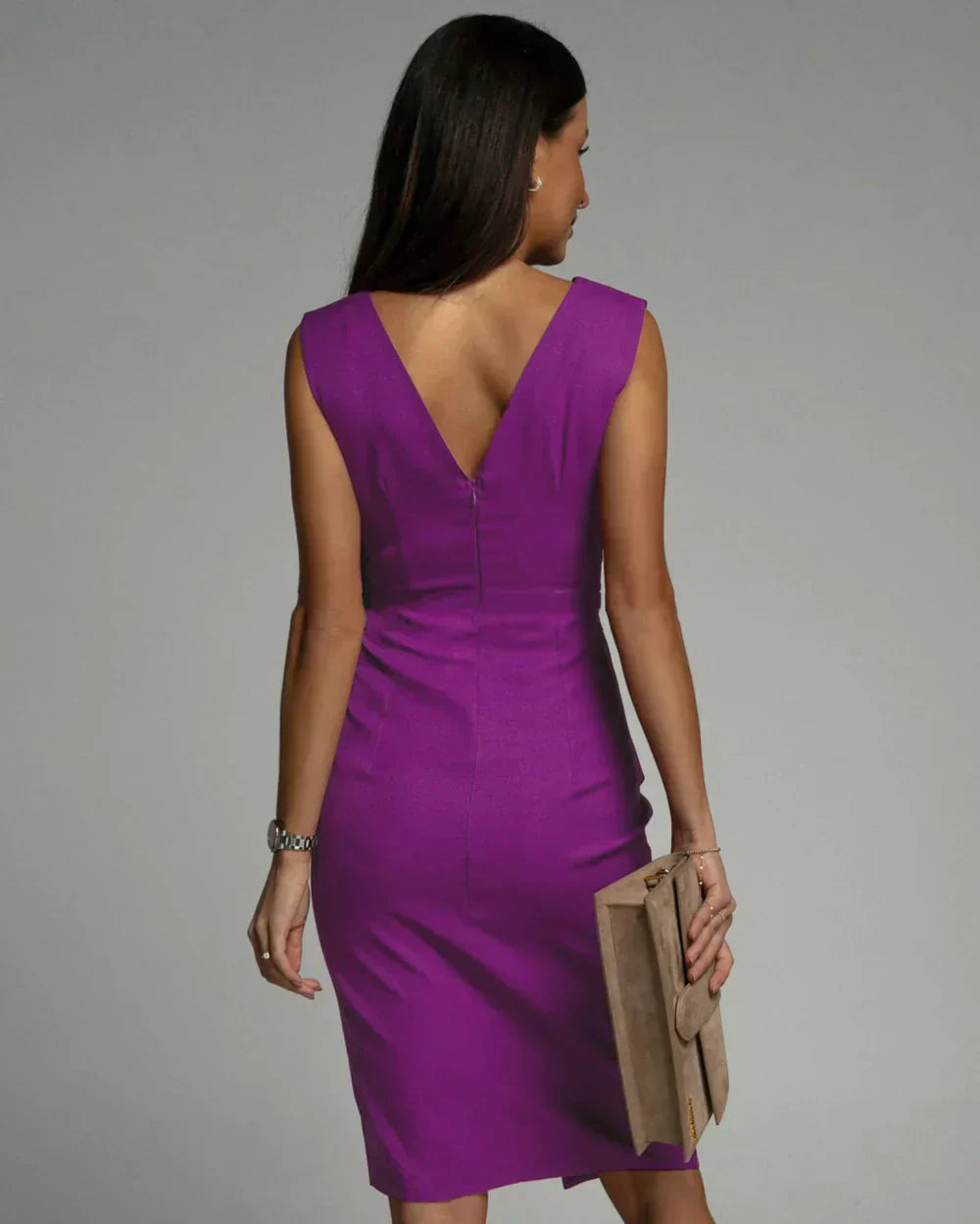 Graziella – Draped V-Neck Bodycon Dress for Women