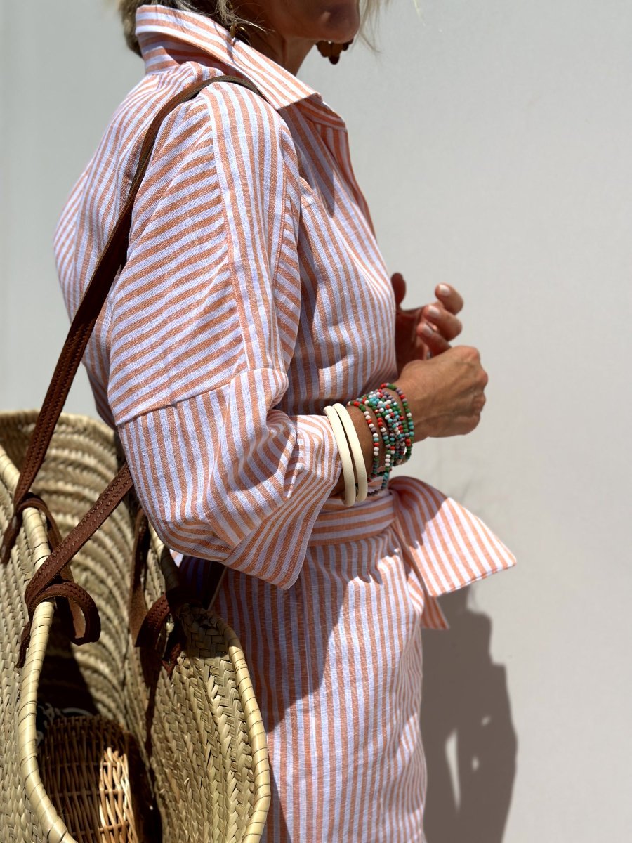 Celinea – Striped Oversized Cotton Shirt Dress