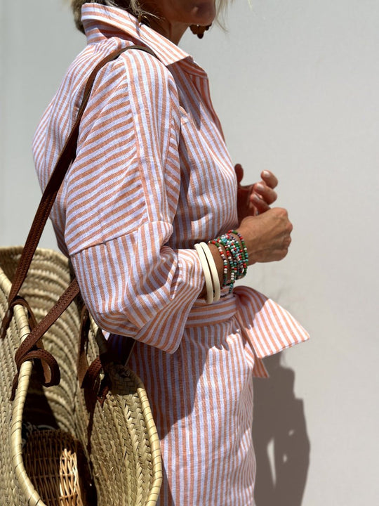 Celinea – Striped Oversized Cotton Shirt Dress