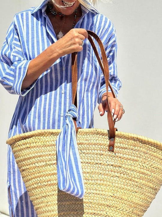Celinea – Striped Oversized Cotton Shirt Dress