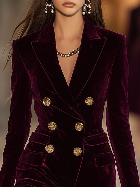 Velina – Velvet Double-Breasted Blazer Dress