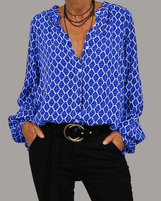 Satine – Printed V-Neck Blouse for Women