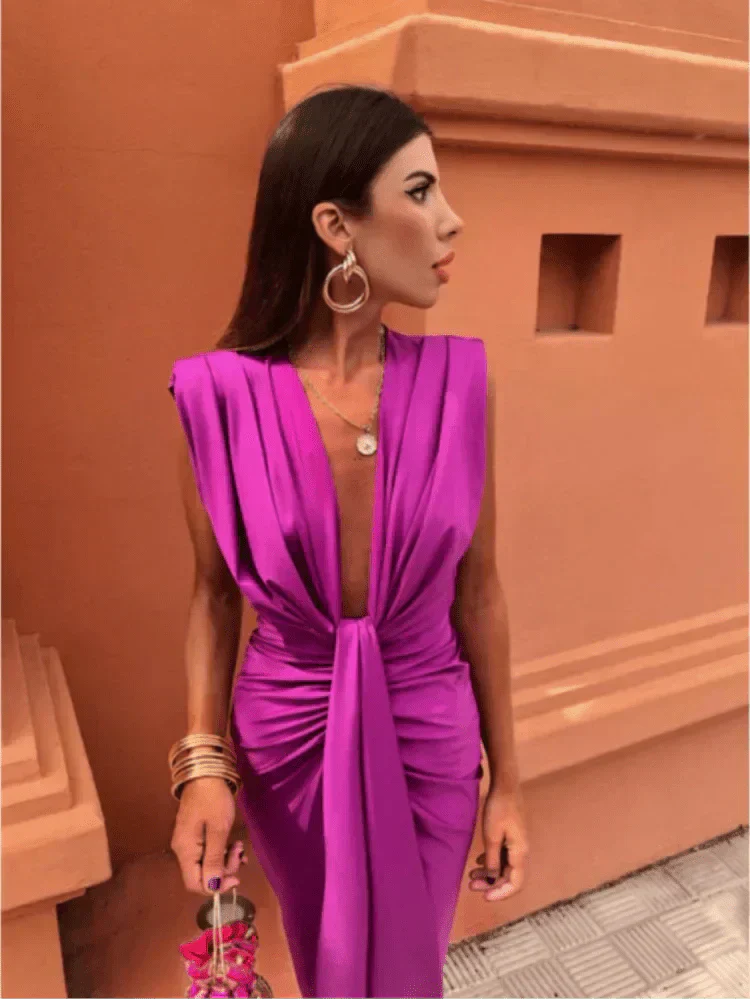 Soria – Draped V-Neck Jumpsuit for Women