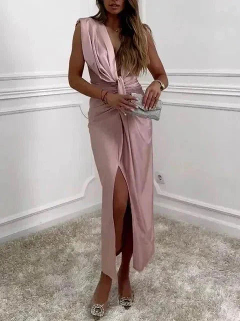 Soria – Draped V-Neck Jumpsuit for Women