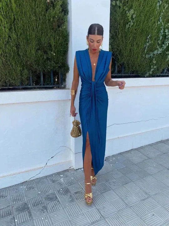 Soria – Draped V-Neck Jumpsuit for Women