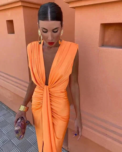 Soria – Draped V-Neck Jumpsuit for Women