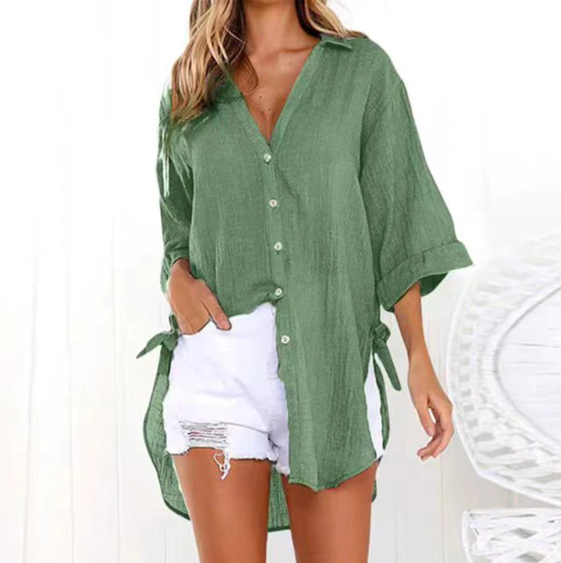 Mairead – Coastal Linen Button-Down Shirt