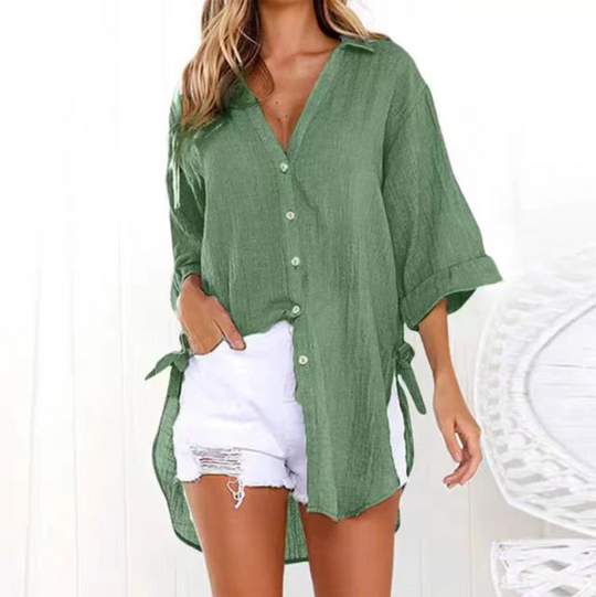 Mairead – Coastal Linen Button-Down Shirt