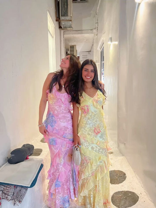Fioretta – Asymmetrical Floral Ruffle Gown for Women