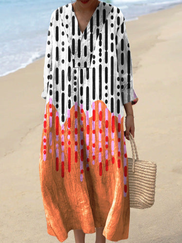 Ziva – Geometric Print Boho Beach Kaftan