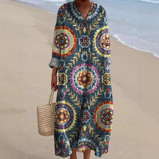 Ziva – Geometric Print Boho Beach Kaftan