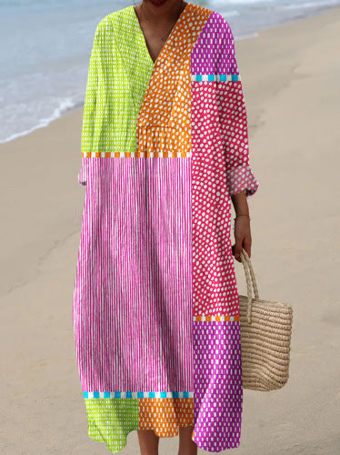 Ziva – Geometric Print Boho Beach Kaftan