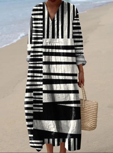 Ziva – Geometric Print Boho Beach Kaftan