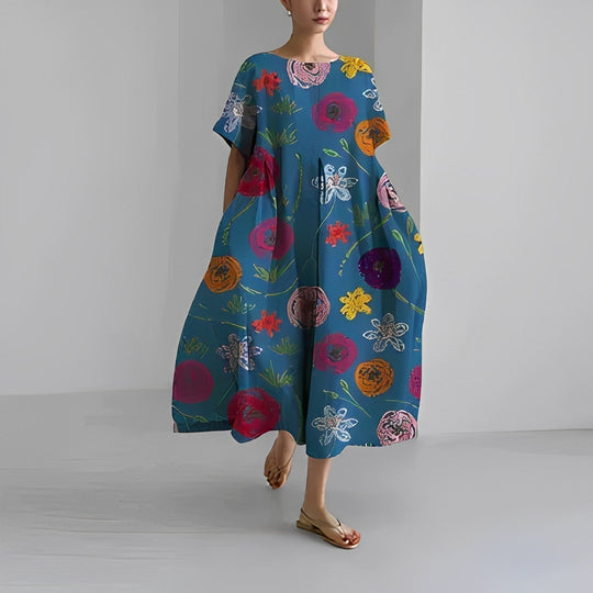 Florae – Oversized Floral Cotton Maxi Dress