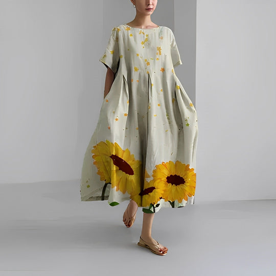 Florae – Oversized Floral Cotton Maxi Dress