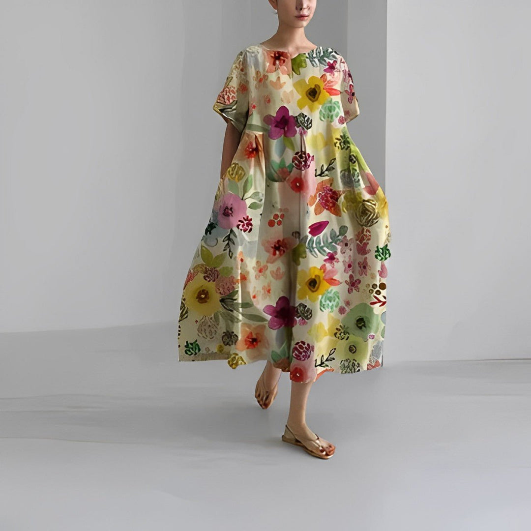 Florae – Oversized Floral Cotton Maxi Dress