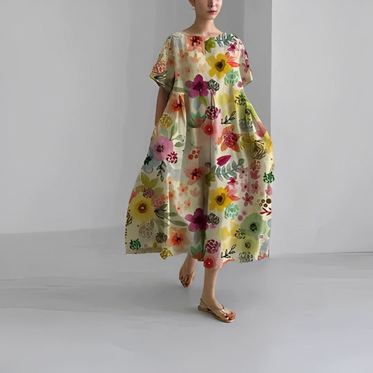 Florae – Oversized Floral Cotton Maxi Dress