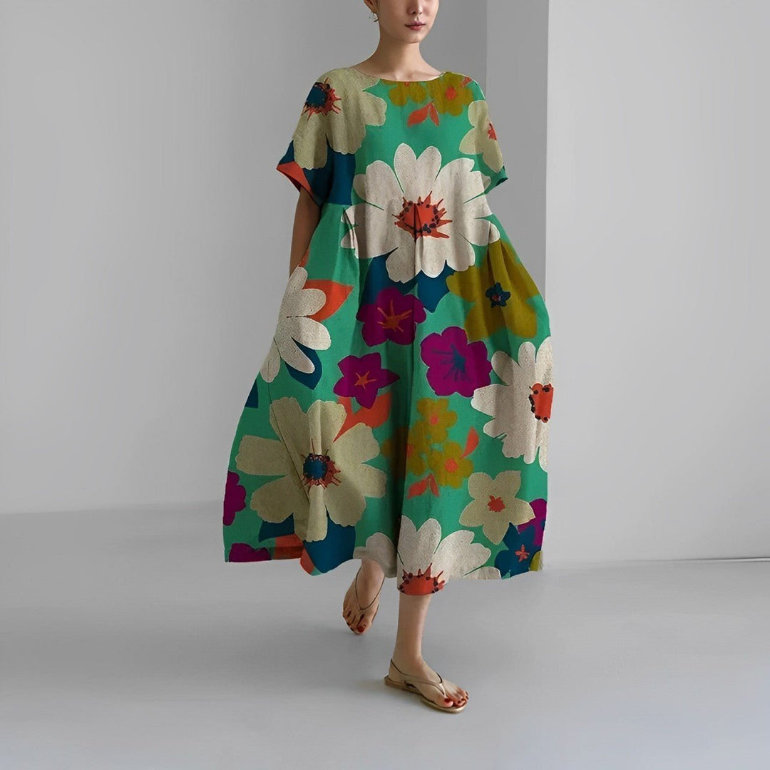 Florae – Oversized Floral Cotton Maxi Dress