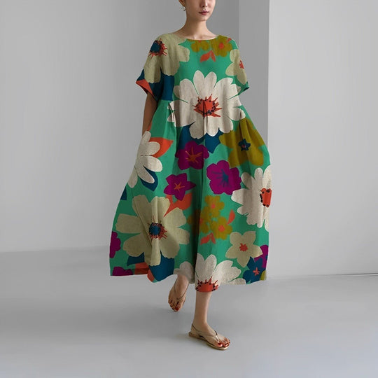 Florae – Oversized Floral Cotton Maxi Dress