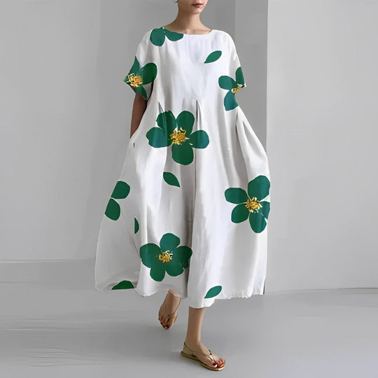 Florae – Oversized Floral Cotton Maxi Dress