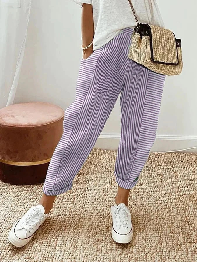 Zavira – Striped Cotton Casual Joggers for Women