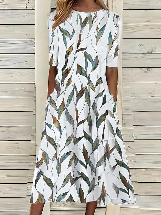 Lunara – Printed Cotton Midi Dress with Pockets