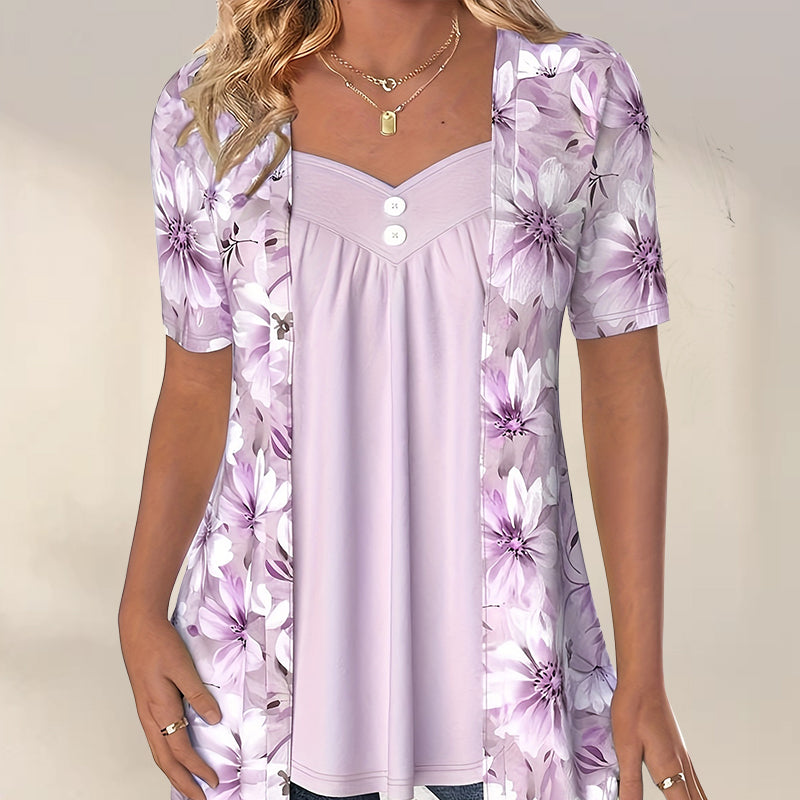 Marge – Floral Draped Tunic for Women