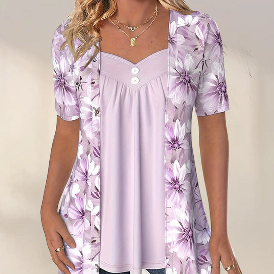 Marge – Floral Draped Tunic for Women