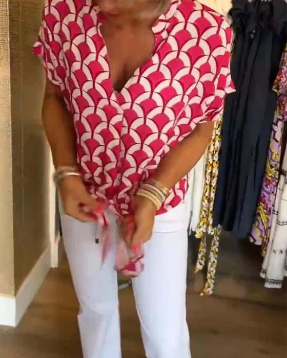 Miretta – GeoChic V-Neck Blouse