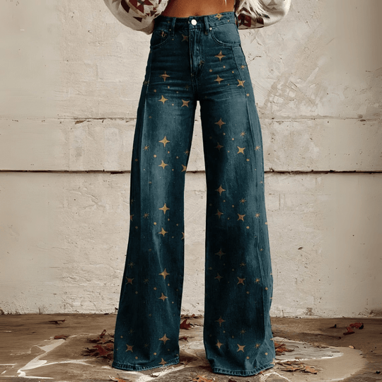 Velmora – High-Waisted Boho Flare Jeans for Women