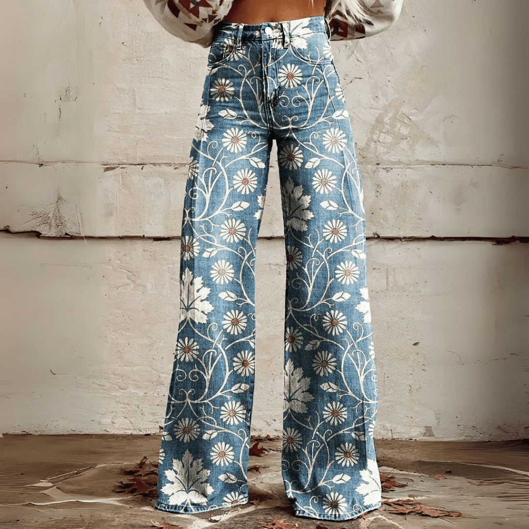 Velmora – High-Waisted Boho Flare Jeans for Women