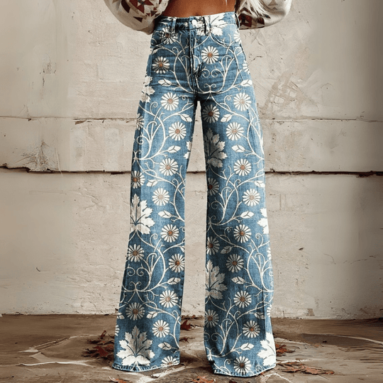 Velmora – High-Waisted Boho Flare Jeans for Women