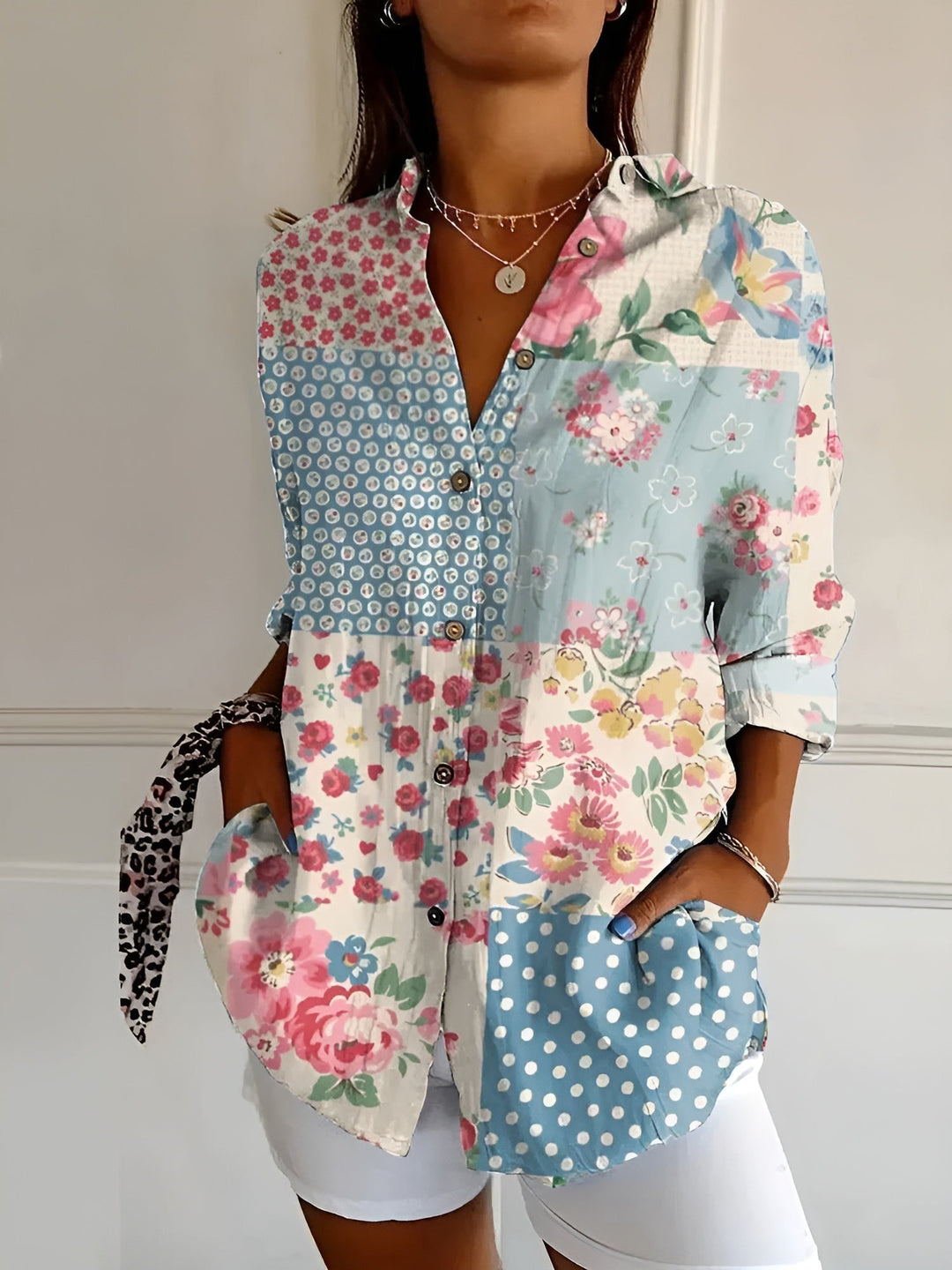 Isola – Floral Breeze Button-Up Blouse for Women
