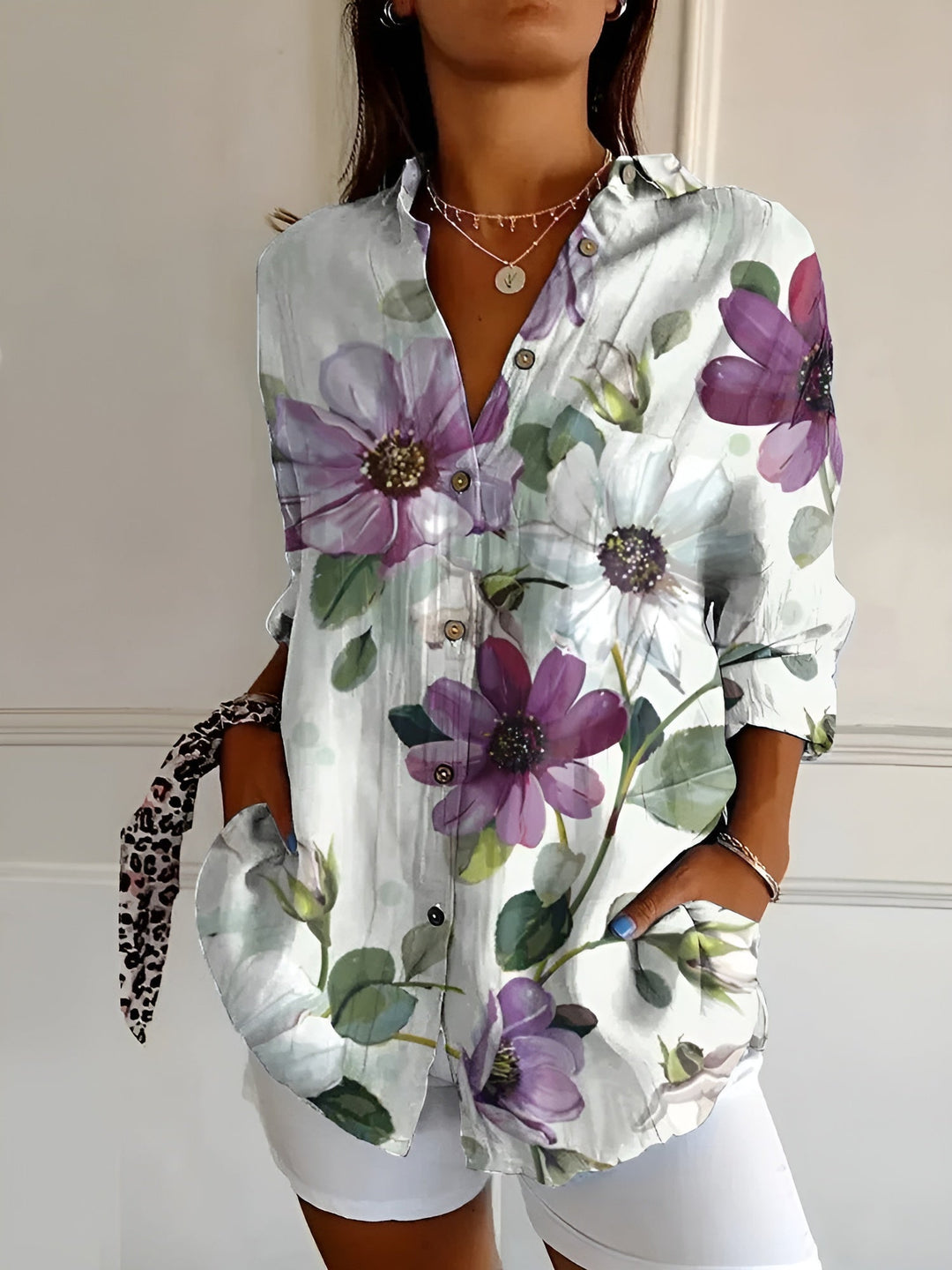 Isola – Floral Breeze Button-Up Blouse for Women