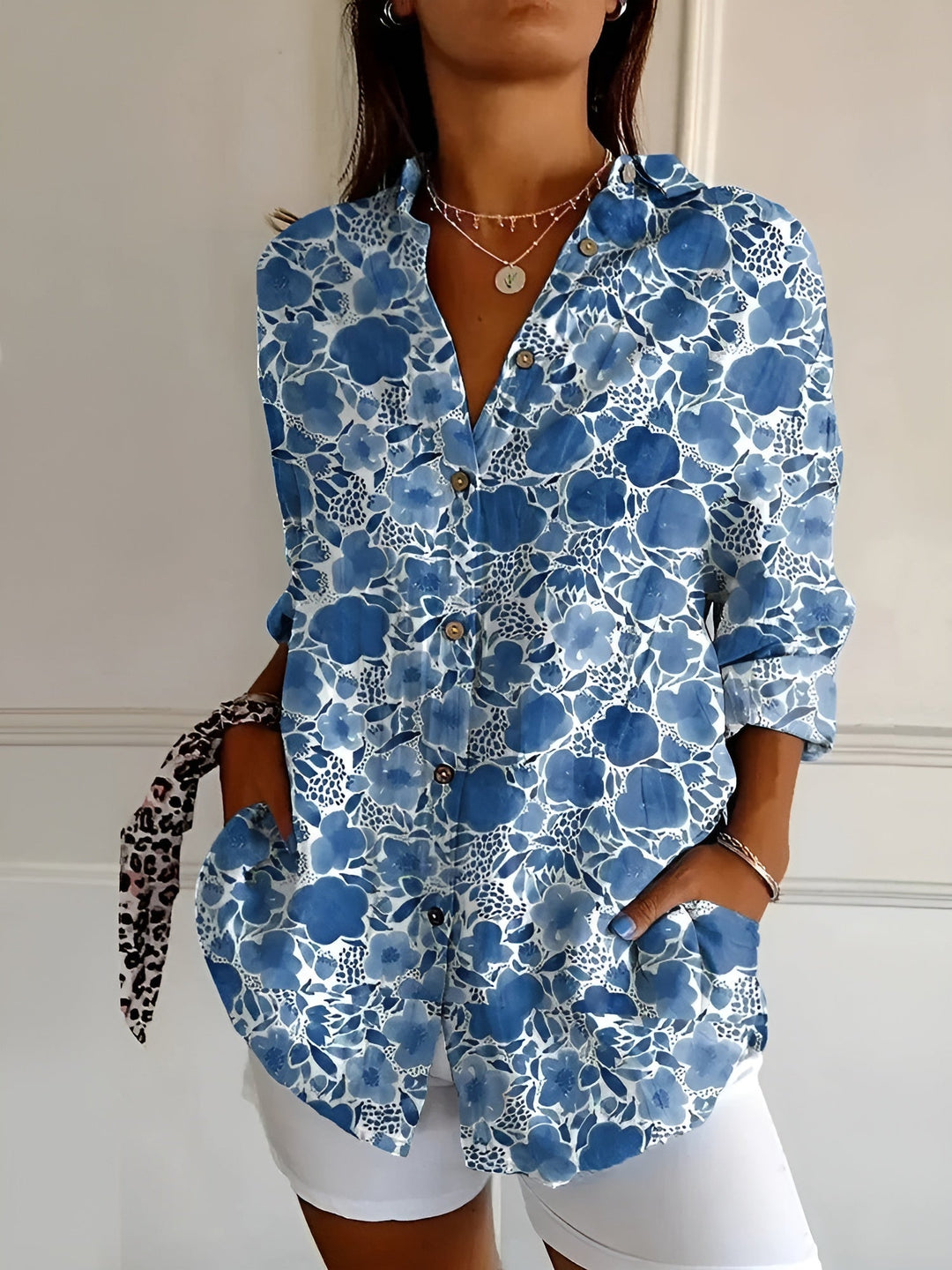 Isola – Floral Breeze Button-Up Blouse for Women