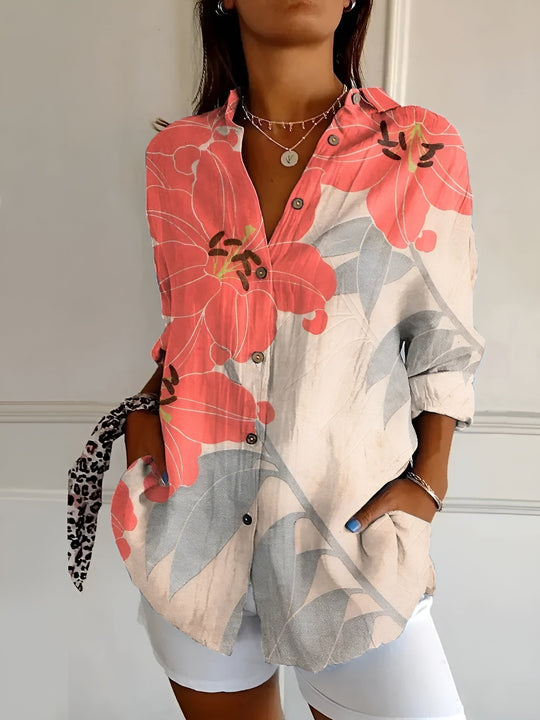 Isola – Floral Breeze Button-Up Blouse for Women