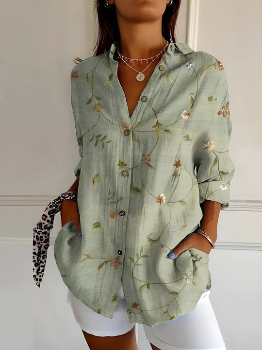 Isola – Floral Breeze Button-Up Blouse for Women