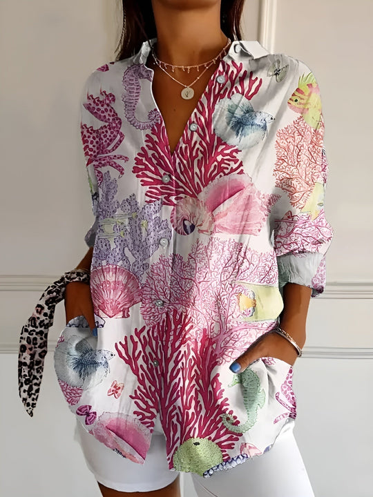 Isola – Floral Breeze Button-Up Blouse for Women
