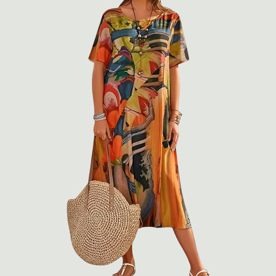 Zenya – Abstract Breeze Midi Dress