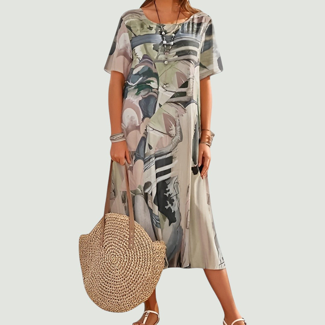 Zenya – Abstract Breeze Midi Dress
