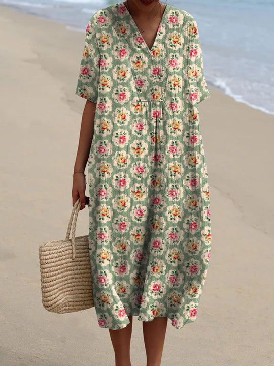 Karolina – Floral Cotton Midi Dress for Women