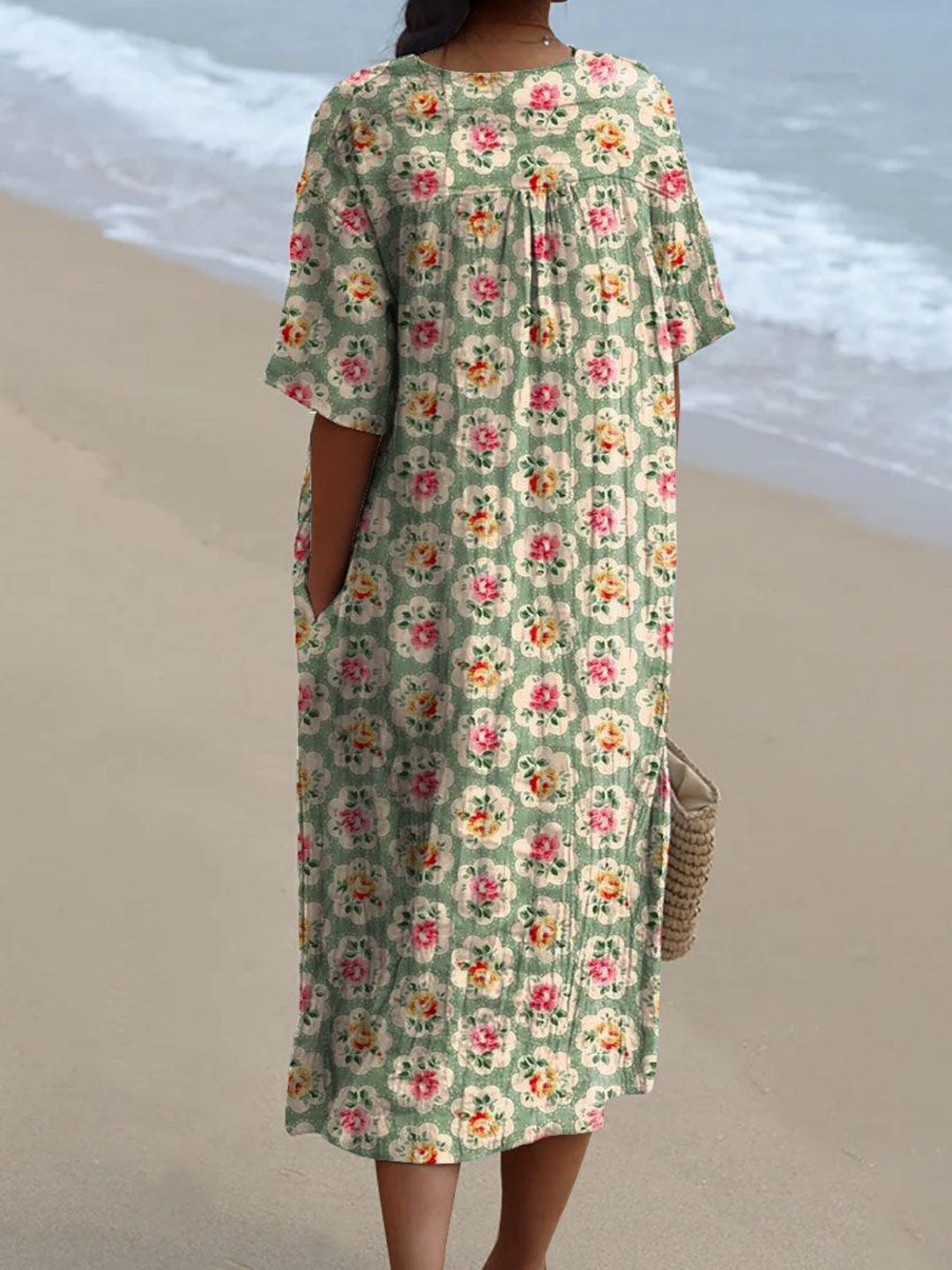 Karolina – Floral Cotton Midi Dress for Women