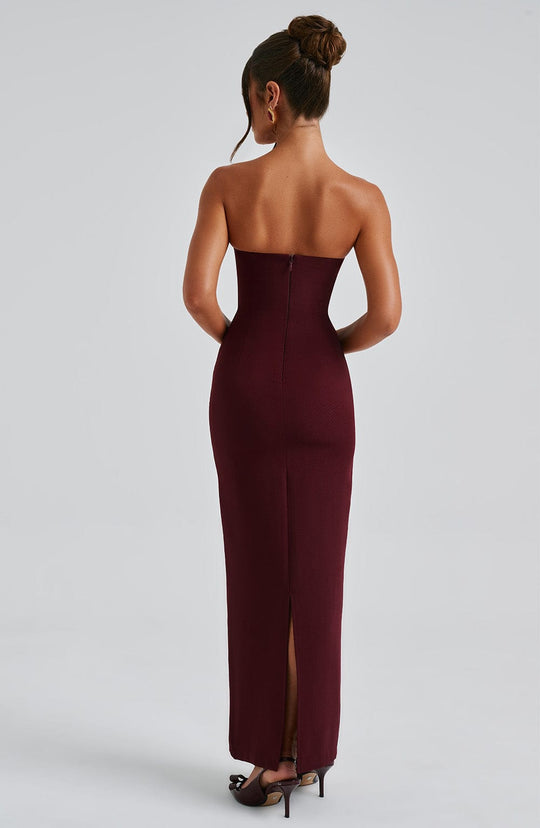 Maivara – Strapless Draped Column Gown for Women